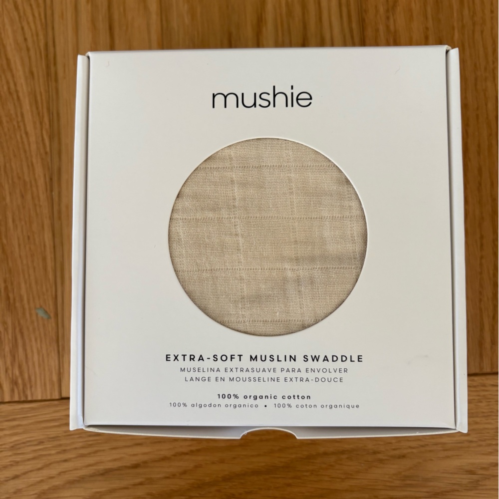 Mushie Extra-Soft Muslin Swaddle in Cream